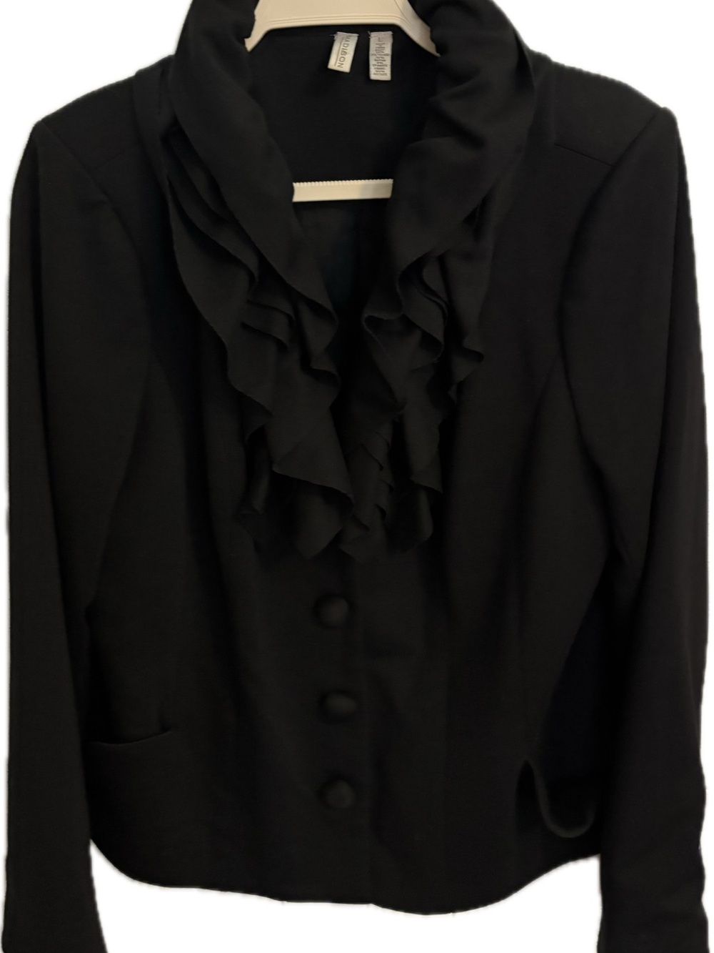 Madison Black Ruffle-Front Blazer - Picture 3 of 8